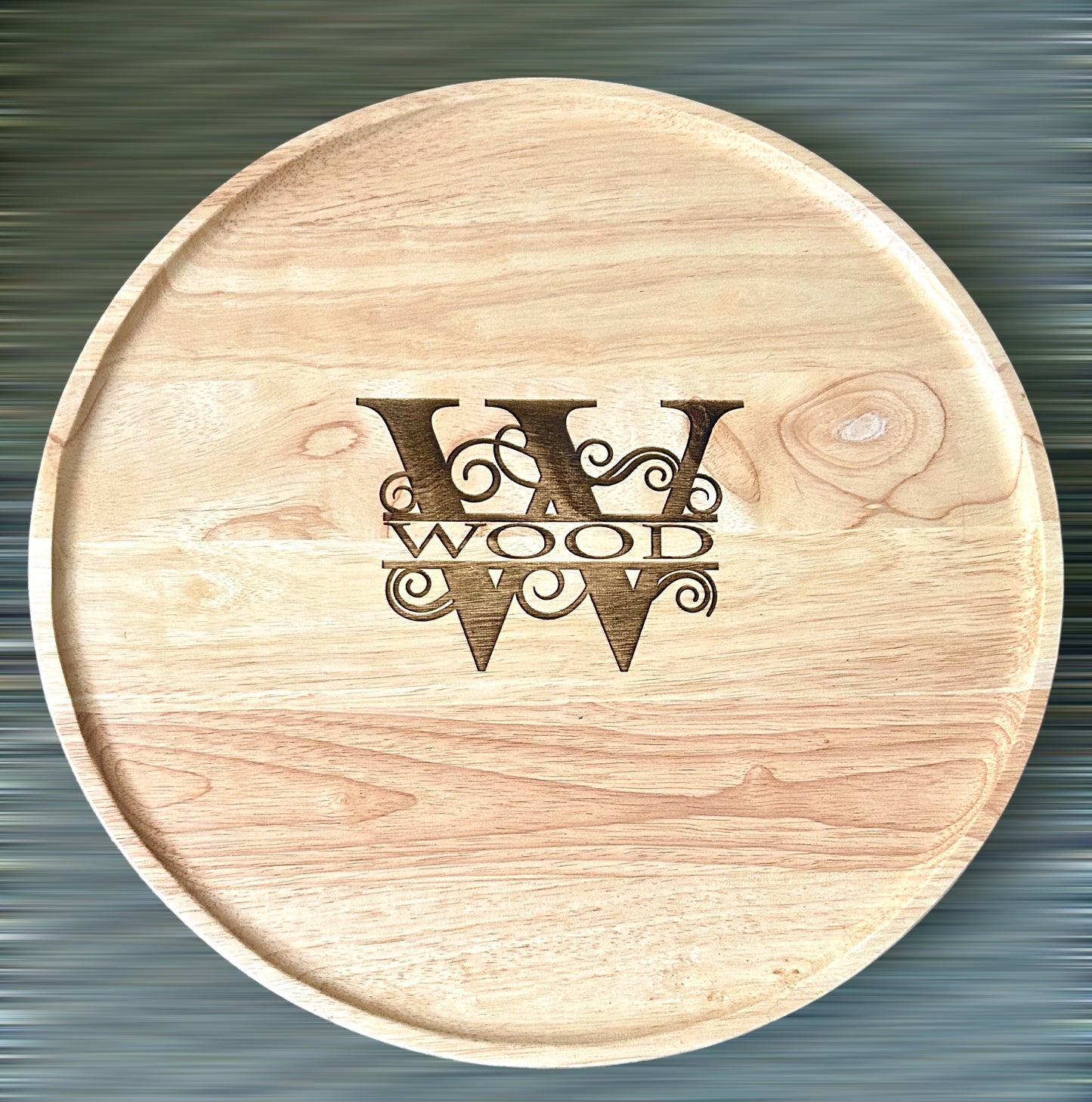 18 inch round wooden tray